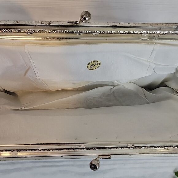 Vintage 60s Elegant Gold and Silver Hand Beaded Clutch Evening Bag - Picture 5 of 11